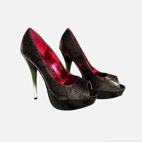 RuPaul Drag Race x Iron Fist Snakeskin Peep Toe Platform Heels  Stilettos - Picture 2 of 7